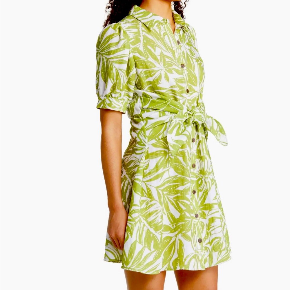 Rachel Parcell Puff Sleeve Tie Waist Shirtdress